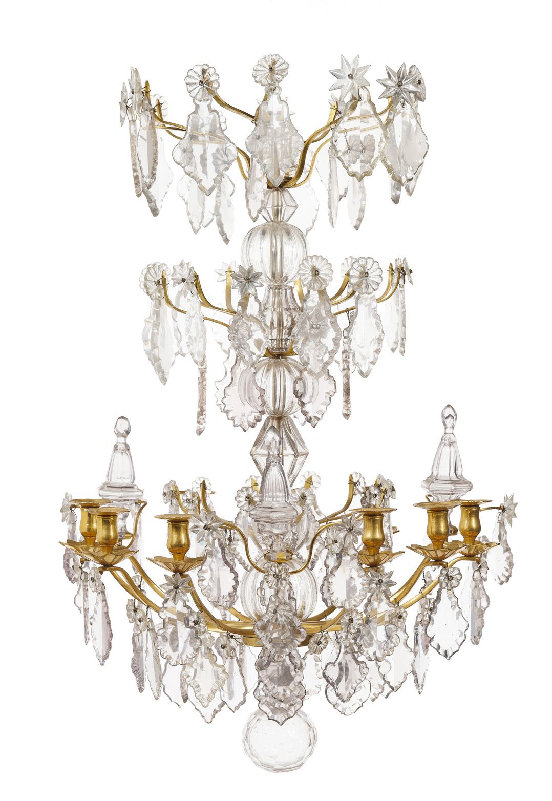 Null SUPERB LUSTRE with nine arms of lights in gilded bronze, decorated with dag&hellip;