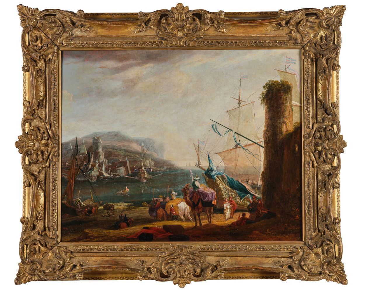 ATTRIBUÉ À HENDRIK VAN MINDERHOUT (1632 - 1696) 港口场景
布面油画。
高：65厘米 - 宽：81厘米
这个地中海&hellip;
