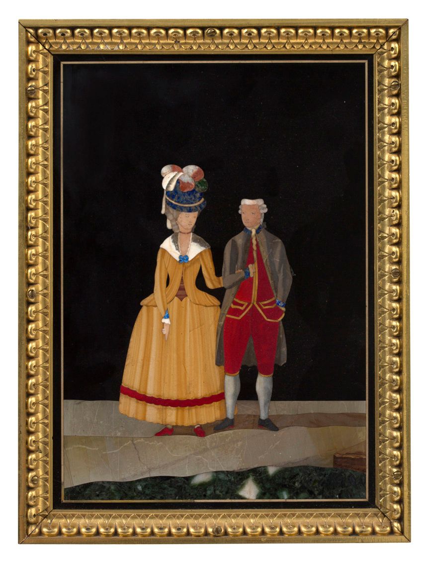MANUFACTURE GRAND-DUCALE DE FLORENCE Gemälde in "Commesso"-Technik, das ein Paar&hellip;