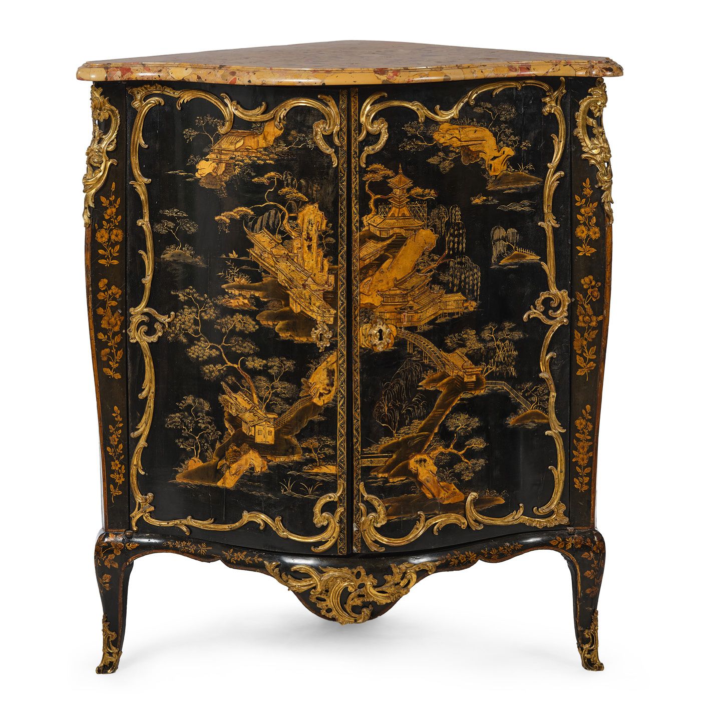 ATTRIBUÉ À JACQUES DUBOIS (1694 - 1763) Rare secretary in corner with Chinese la&hellip;