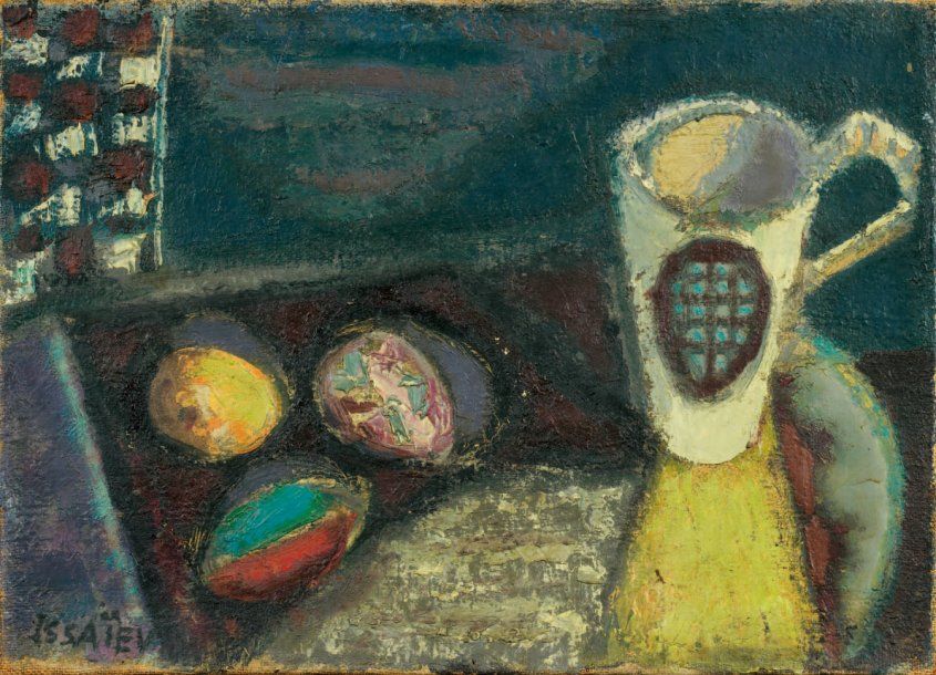 Nicolas ISSAIEV (1891-1977) Nature morte à la cruche Huile sur toile, signée en &hellip;