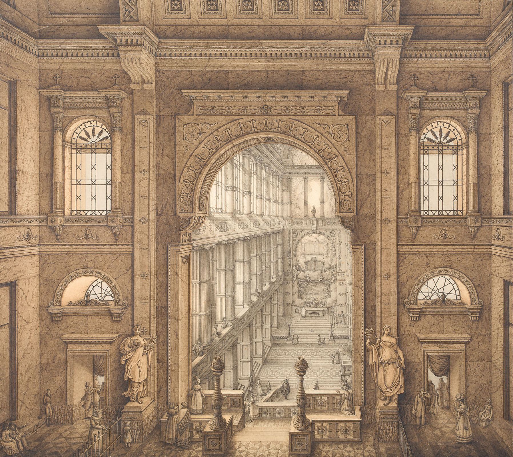 JEAN-JACQUES LEQUEU ROUEN, 1757 - 1826, PARIS Proyecto arquitectónico para una i&hellip;