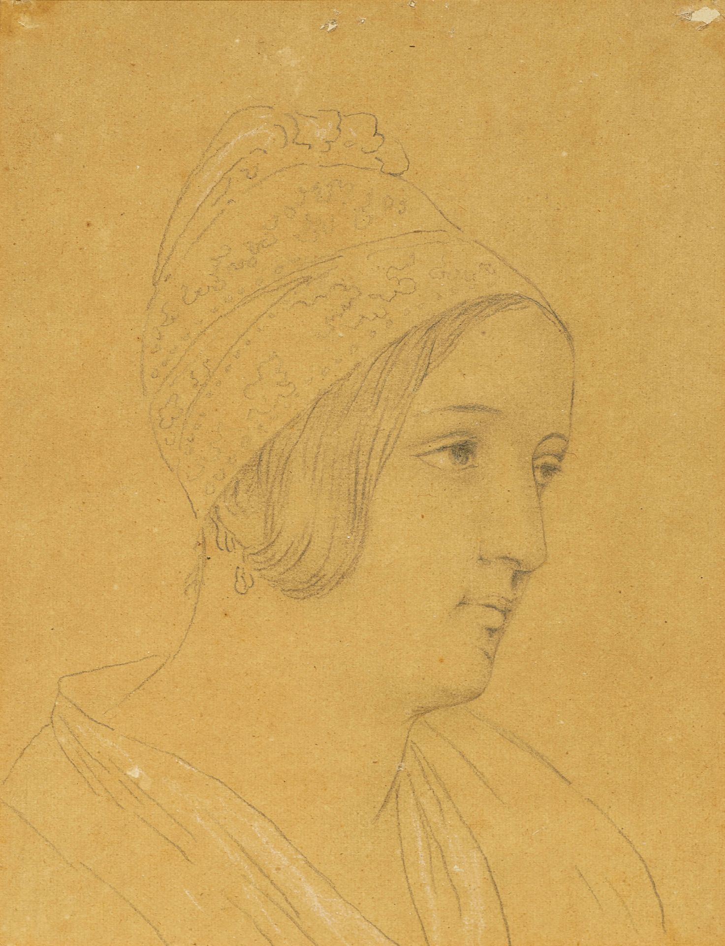 XAVIER SIGALON UZÈS, 1787 - 1837, ROME Estudio de la cabeza de una mujer arlesia&hellip;