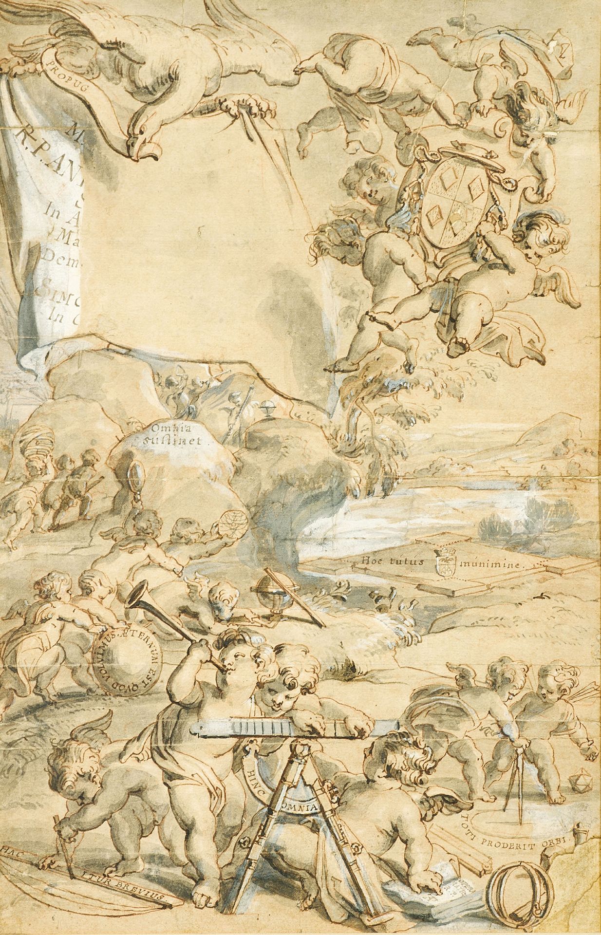 ÉCOLE FRANÇAISE DU XVIIe SIÈCLE Study for a Frontispiece showing an Allegory of &hellip;