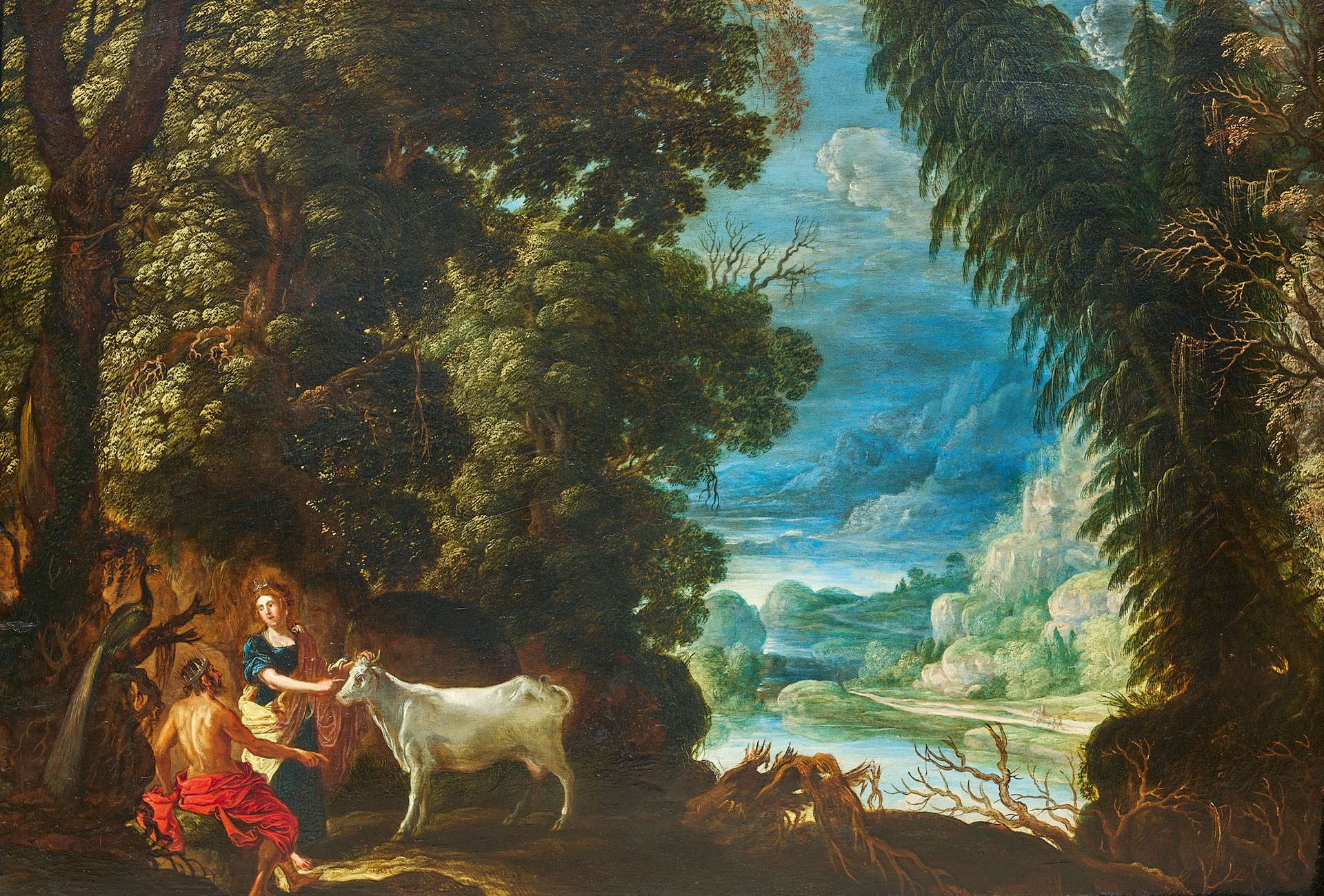 DAVID I TENIERS ANVERS, 1582 - 1649 被朱诺惊动的木星和艾奥
布面油画 
49,7 x 71 cm.

出处 
阿姆斯特丹，苏&hellip;