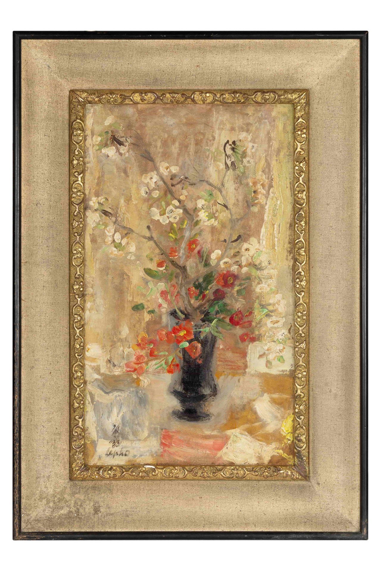 Lê Phổ (1907-2001) 苹果花
丝绸上的油画、墨水和色彩，左下方有签名
45,8 x 26,5 cm - 18 x 10 3/8 in.

绢本油&hellip;