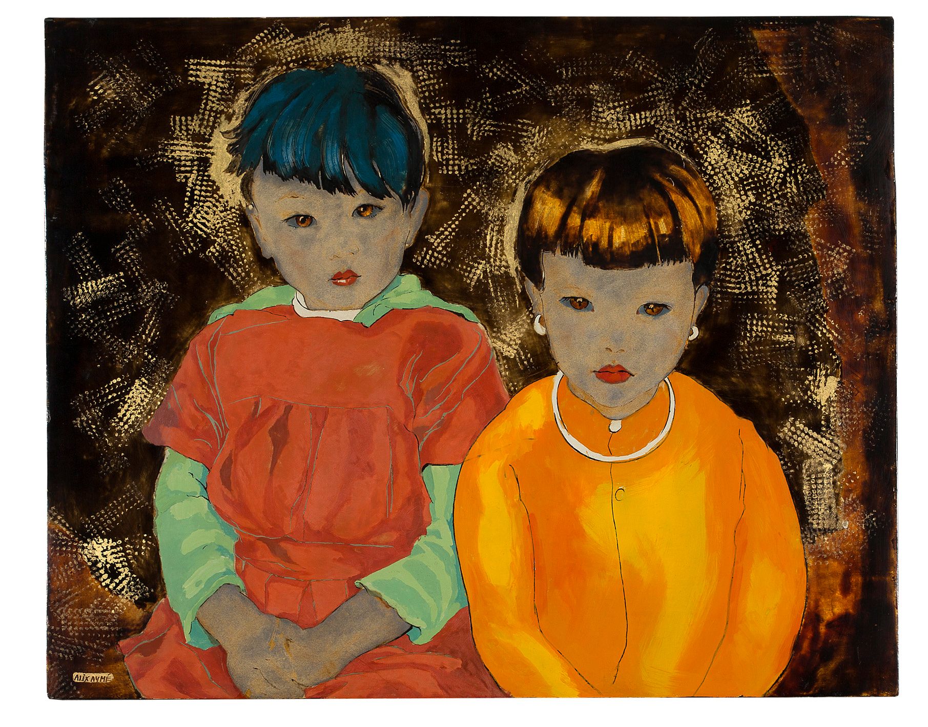 ALIX AYMÉ (1894-1989) Les deux enfants annamites, circa 1970
Lacquer with gold a&hellip;