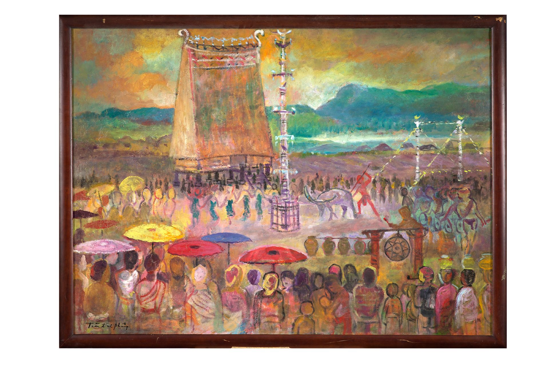 TRAN DINH PHUONG (né en 1962) 庆祝活动
布面油画，左下角有签名
80 x 110,3 cm - 31 1/2 x 43 3/8 i&hellip;