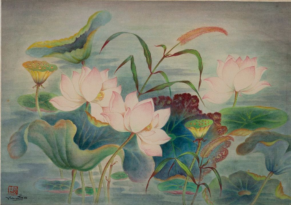 TRẦN VĂN THỌ (1917-2004) Lotus
Ink and colors on silk, signed lower left 
33.6 x&hellip;
