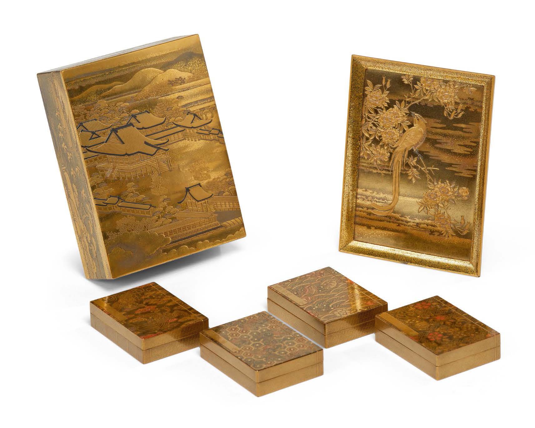 JAPON PÉRIODE EDO, XVIIIe SIÈCLE 日本 明治时代 18世纪
带莳绘，平莳绘及金银漆装饰的长方形香盒