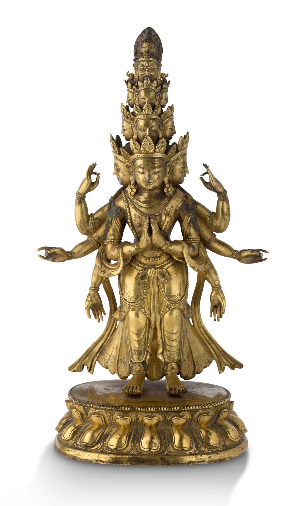 SINO-TIBÉTAIN DYNASTIE QING, XVIIIe SIÈCLE = Statue of Ekadashamukha Avalokitesh&hellip;