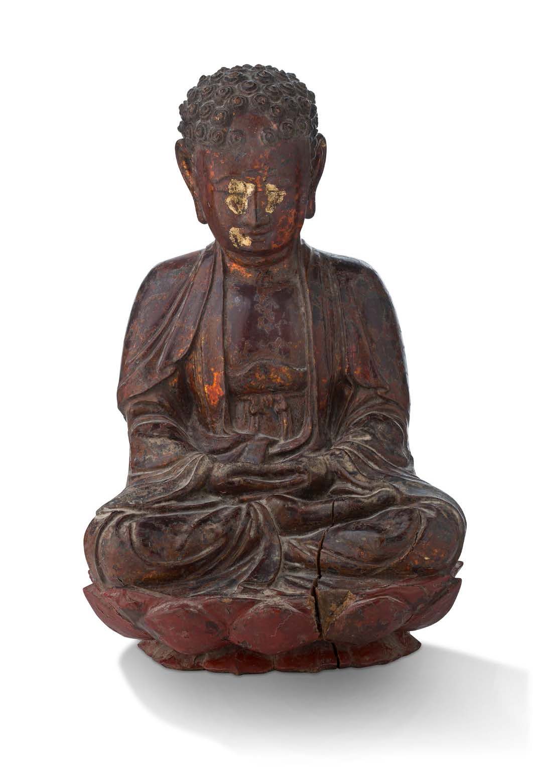 VIETNAM XVIIIe - XIXe SIÈCLE 越南 19世纪
释迦牟尼佛局部镀金漆木雕像