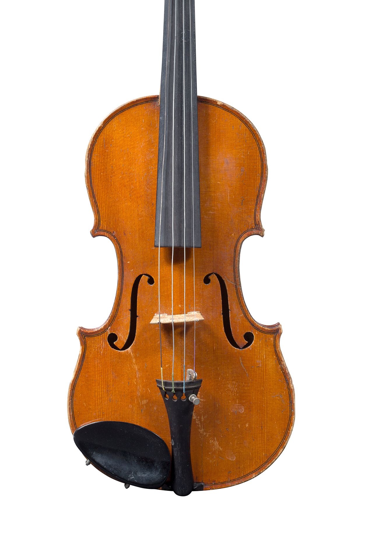 Null 3/4尺寸的小提琴
20世纪初在Mirecourt制造
工业制造
左侧鳍片断裂，背部关节轻微脱落 
背面335毫米