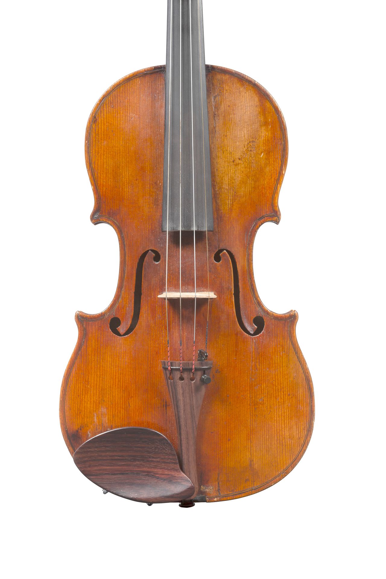 Null 18世纪末-19世纪初的法国小提琴
台面、边缘附近的夹板和后跟上的修复物
另一个制作者的头像 
背面361毫米