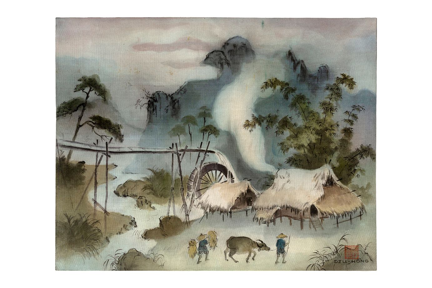TRAN DZU HONG (1922-2002) Water wheel
Ink and colors on silk, signed lower right&hellip;