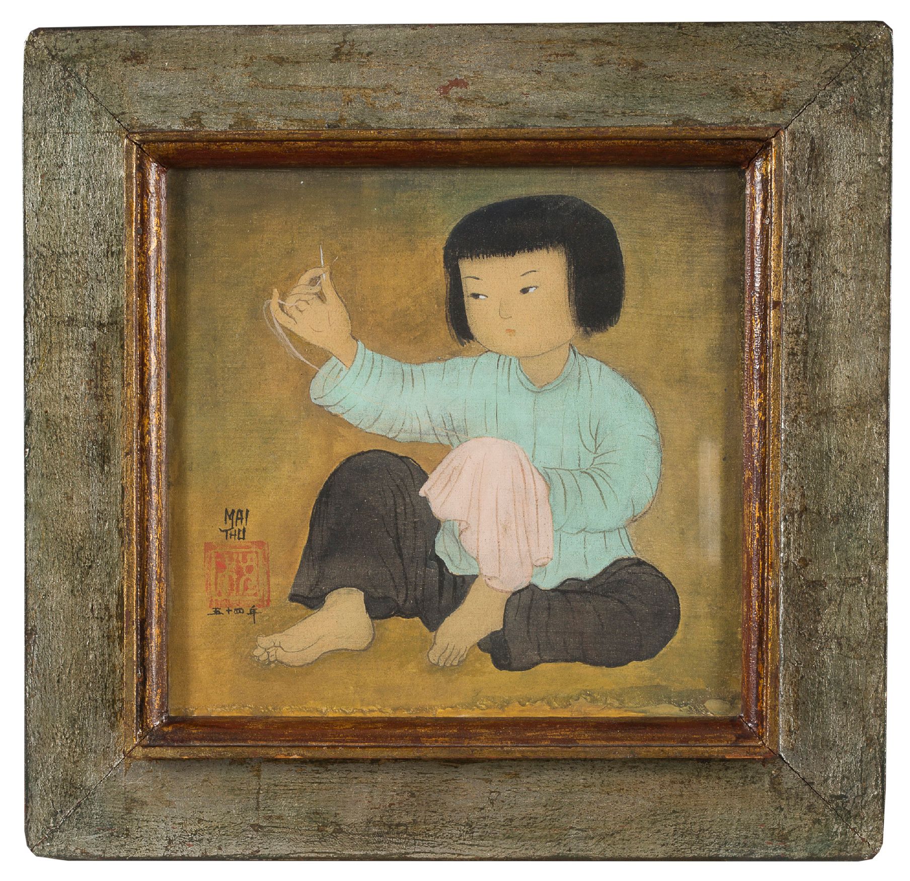 MAI TRUNG THỨ (1906-1980) Cousette, 1954
Ink and color on silk, signed and dated&hellip;