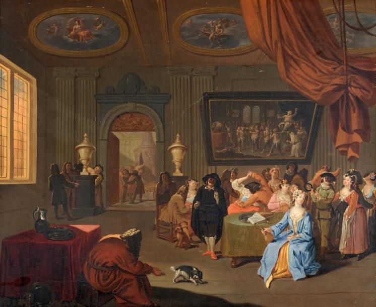 Ecole FLAMANDE du XVIIIème siècle, entourage de Cornelis TROOST Scène de bal mas&hellip;