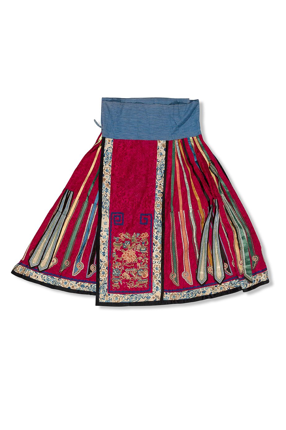 CHINE DYNASTIE QING, XIXe SIÈCLE Skirt (mang qun)
Burgundy silk damask decorated&hellip;