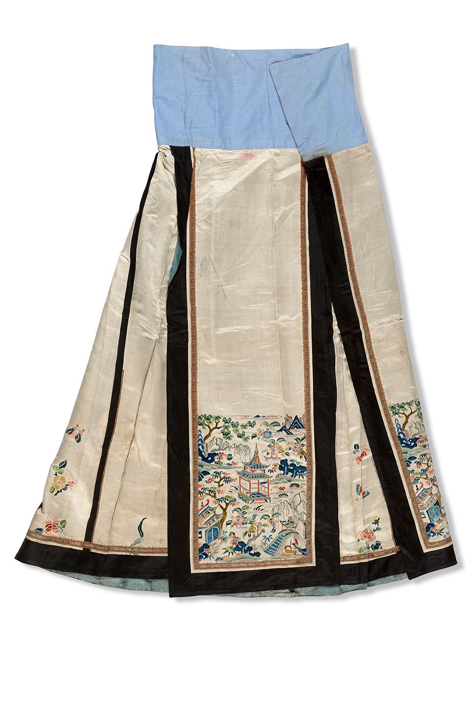 CHINE VERS 1900 Skirt (mang qun)
Cream silk satin with polychrome thread embroid&hellip;