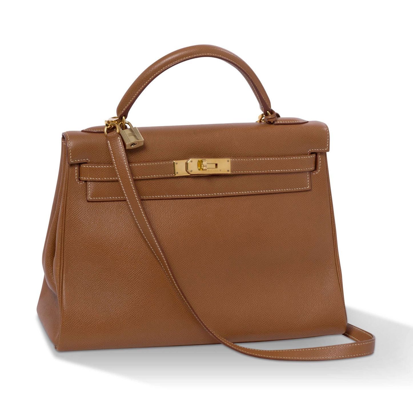 HERMÈS «Kelly», 1997 Borsa a mano in pelle Epsom Gold con cuciture bianche
Manic&hellip;