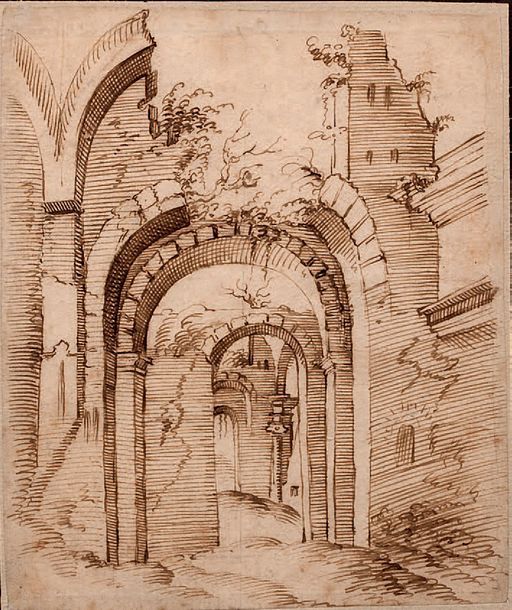 Ecole Italienne du XVIIIe siècle Vue des arcades du Colisée?
Plume et encre brun&hellip;