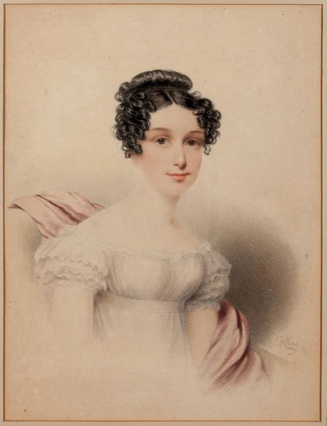WALDEMAR IVANOVITCH HAU (1816-1895) Portrait de jeune femme de qualité,
1840
Aqu&hellip;