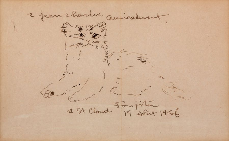 TSUGUHARU FOUJITA 藤田 嗣治 (1886-1968) 
Le chat, 1956

Lavis d'encre sur papier, si&hellip;