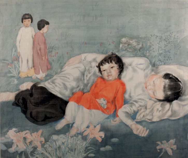 ALIX AYMÉ 阿利克 丝·埃梅 (1894-1989) 
Mère et enfants dans un jardin fleuri
Encre et c&hellip;