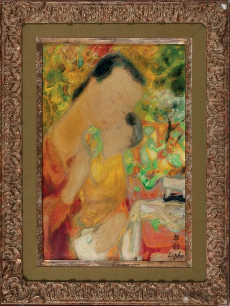 LE PHO 黎谱 (1907-2001) 
Maternité, n°176

Huile, encre et couleurs sur soie, sign&hellip;