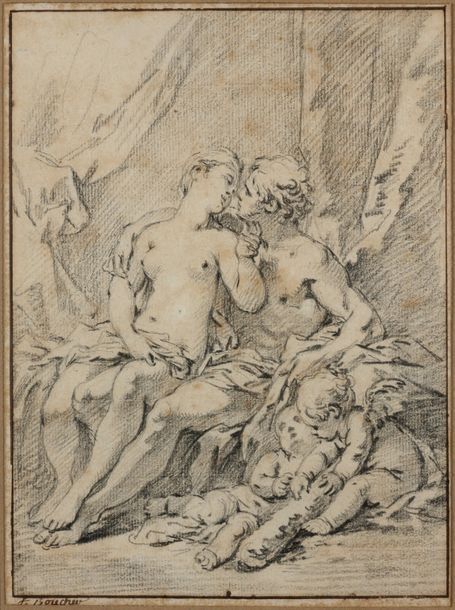François BOUCHER (Paris 1703 - 1770) Hercule et Omphale
Pierre noire
20 x15 cm
S&hellip;