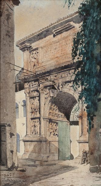 G. BOURGEOIS (ACTIF AU XIXE SIÈCLE) 
L’Arc de Tajan à Bénévent 
Trois dessins su&hellip;