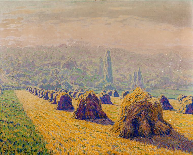 Gustave CARIOT (1872-1950) 
Les meules, soir d'été, 1918
Huile sur toile, signée&hellip;