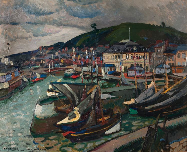 Paul-Elie GERNEZ (1888-1948) 
Le port de Honfleur, 1915
Huile sur carton, signée&hellip;