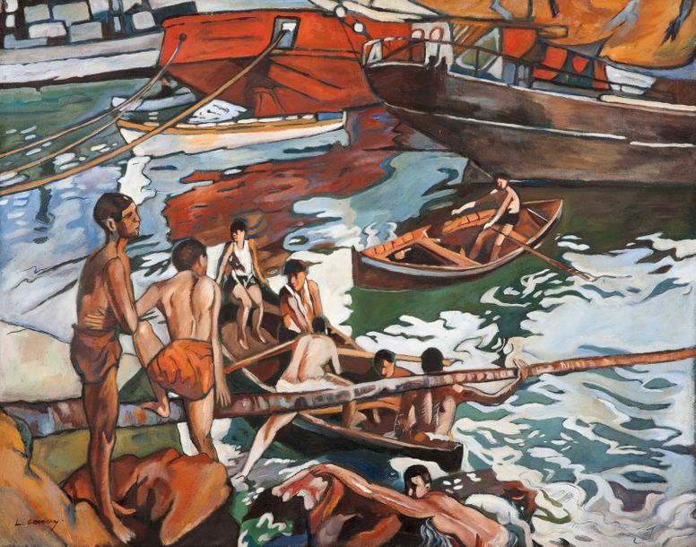 Léon CAUVY (1874-1933) 
Les jeunes garçons se baignant dans le port d'Alger
Huil&hellip;