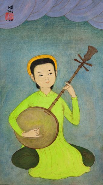 MAI trung THU (1906-1980) Musicienne à la guitare, 1972
Encre et couleurs sur so&hellip;