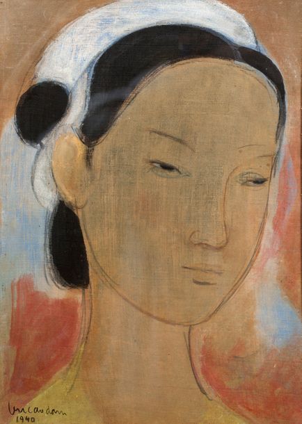 VU CAO DAM (1908-2000) Portrait de jeune femme, 1940
Encre et couleurs sur soie,&hellip;