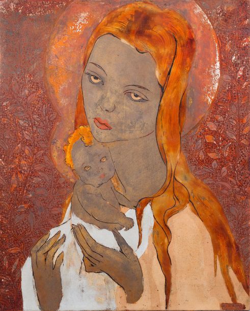 Alix AYMÉ (1894-1989) Vierge à l’Enfant
Laquer, signed lower right
16 1/2 x 13 3&hellip;