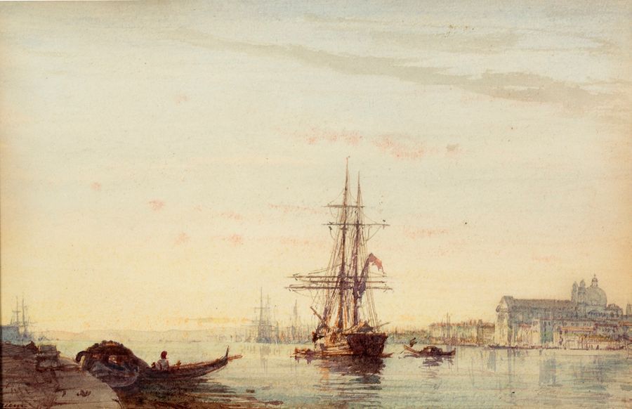 Félix ZIEM (1821-1911) 
Venise, navire à l'entrée du Grand Canal
Aquarelle, sign&hellip;