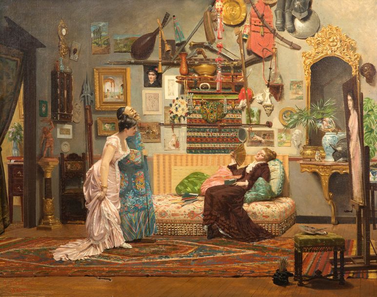 Antoine VIERLING (1842-1917) 
L'atelier du peintre, 1881
Huile sur toile, signée&hellip;
