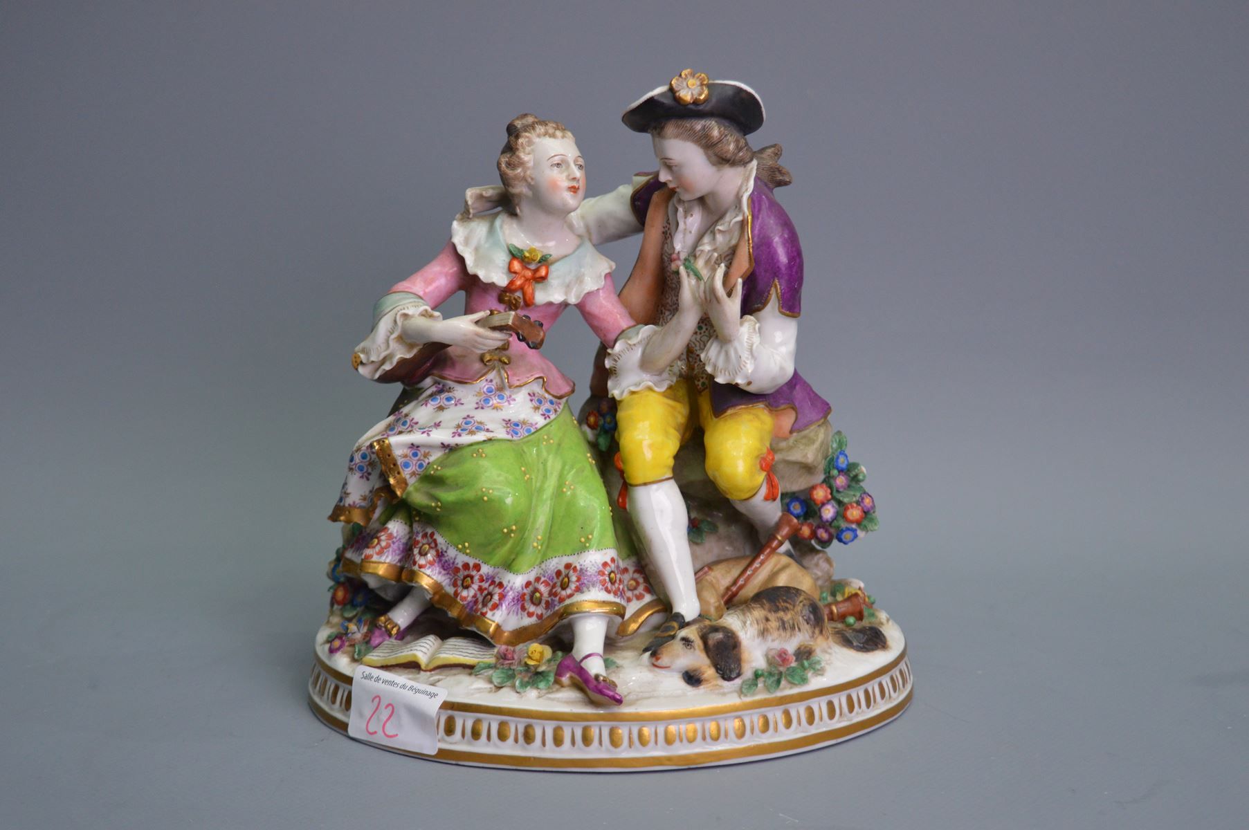 Null Porcelaine, Figurines Scène Galante, Ht: 19cm