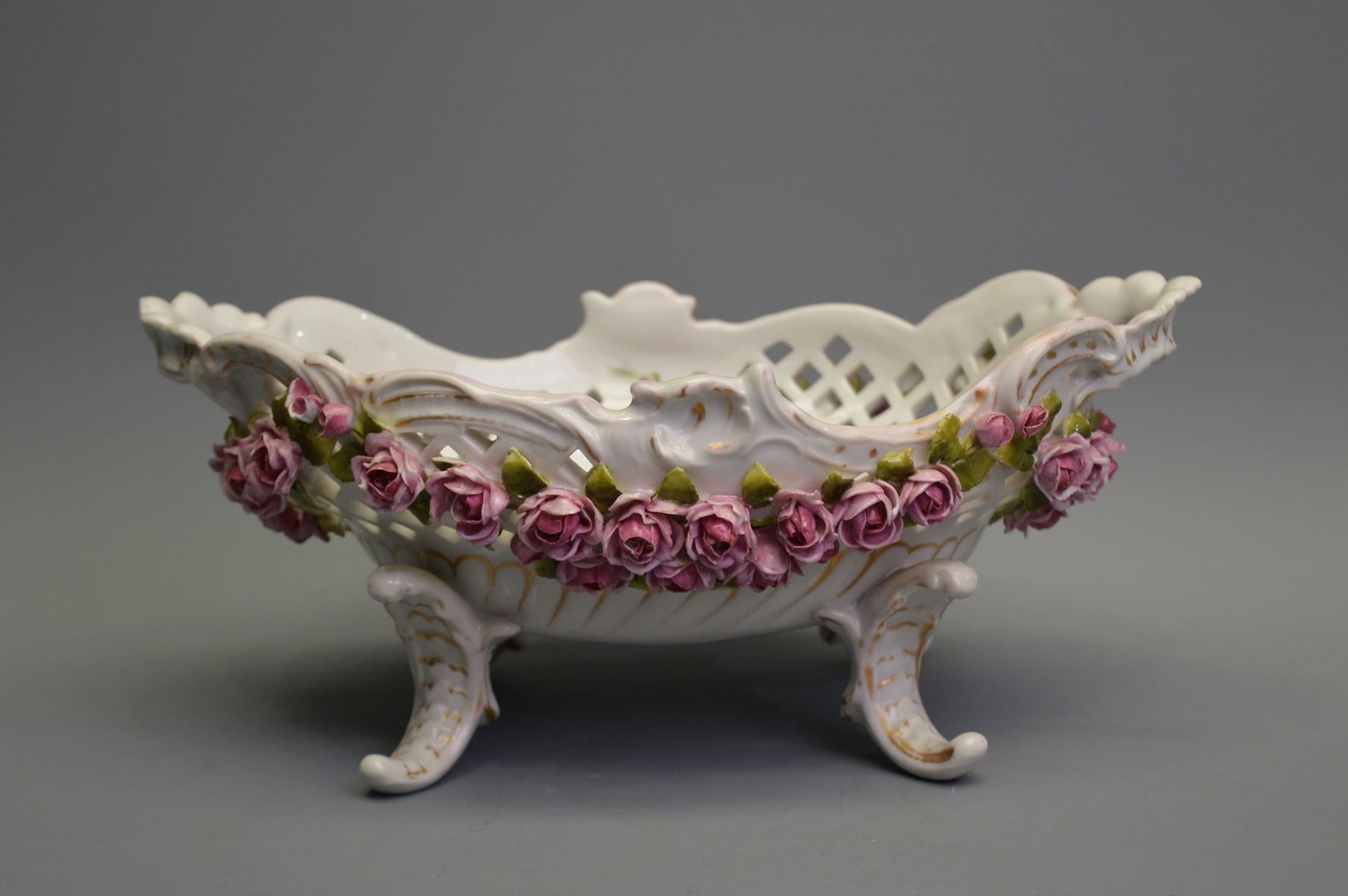 Null Cesta de porcelana, Schierholz, alrededor de 1910, 23x12x6cm