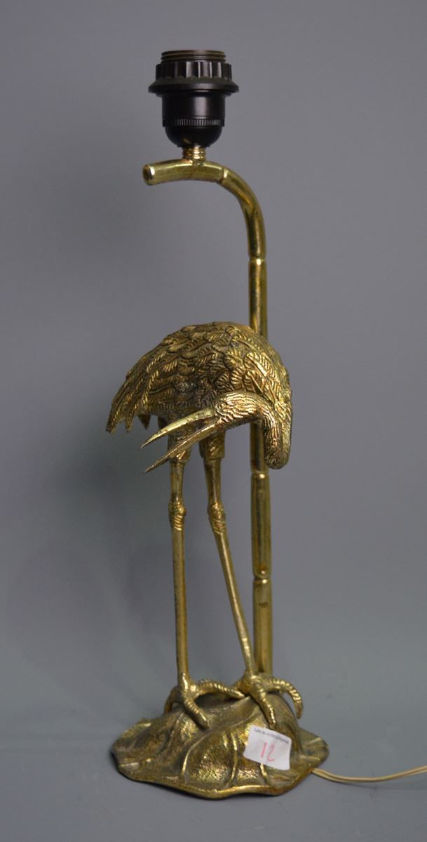 Null Foot of lamp in bronze "stork" Ht: 45cm