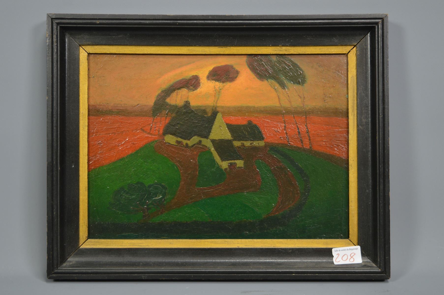 Null HSP，"有农场的风景"，背面有签名A.P.Duerinckx，Quaremont 1931，24x32cm