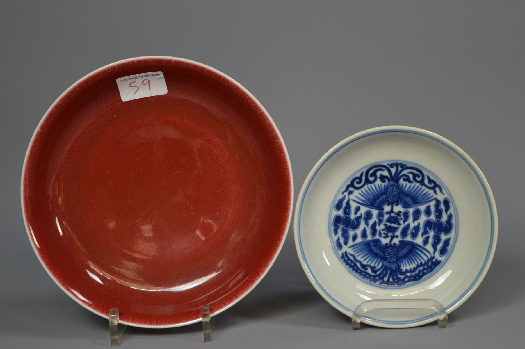 Null Zwei chinesische Teller, Marke unter der Basis, Dia:14 und 19cm
