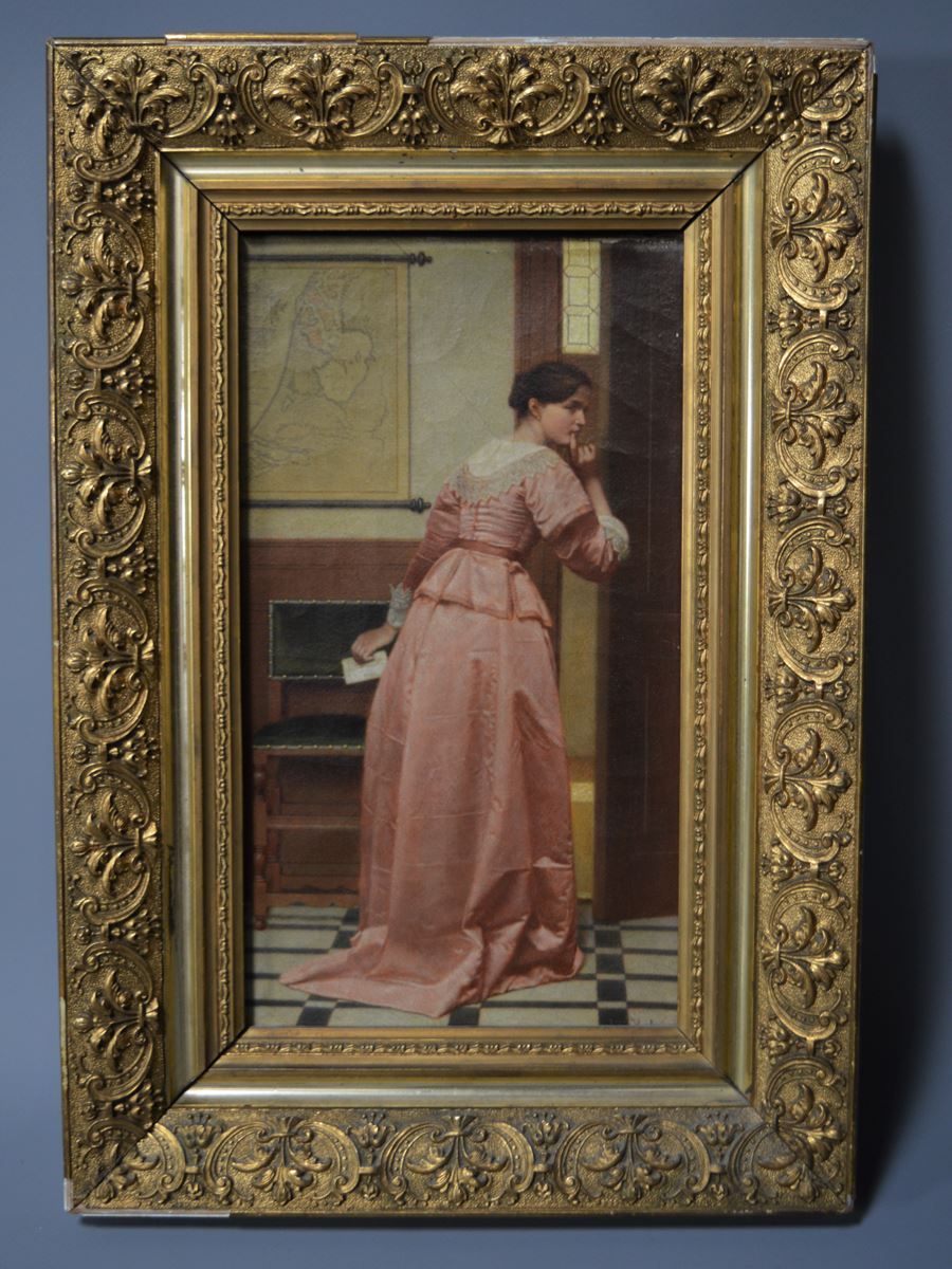 Null 
HST. "Elegant woman", signed lower right: A.F. Heyligers 17x30cm