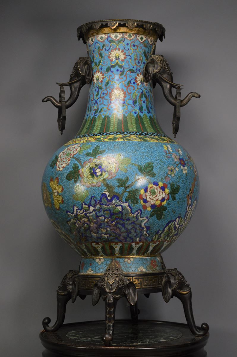 Null Wichtige Cloisonné-Vase wahrscheinlich China um 1850 - französische Fassung&hellip;