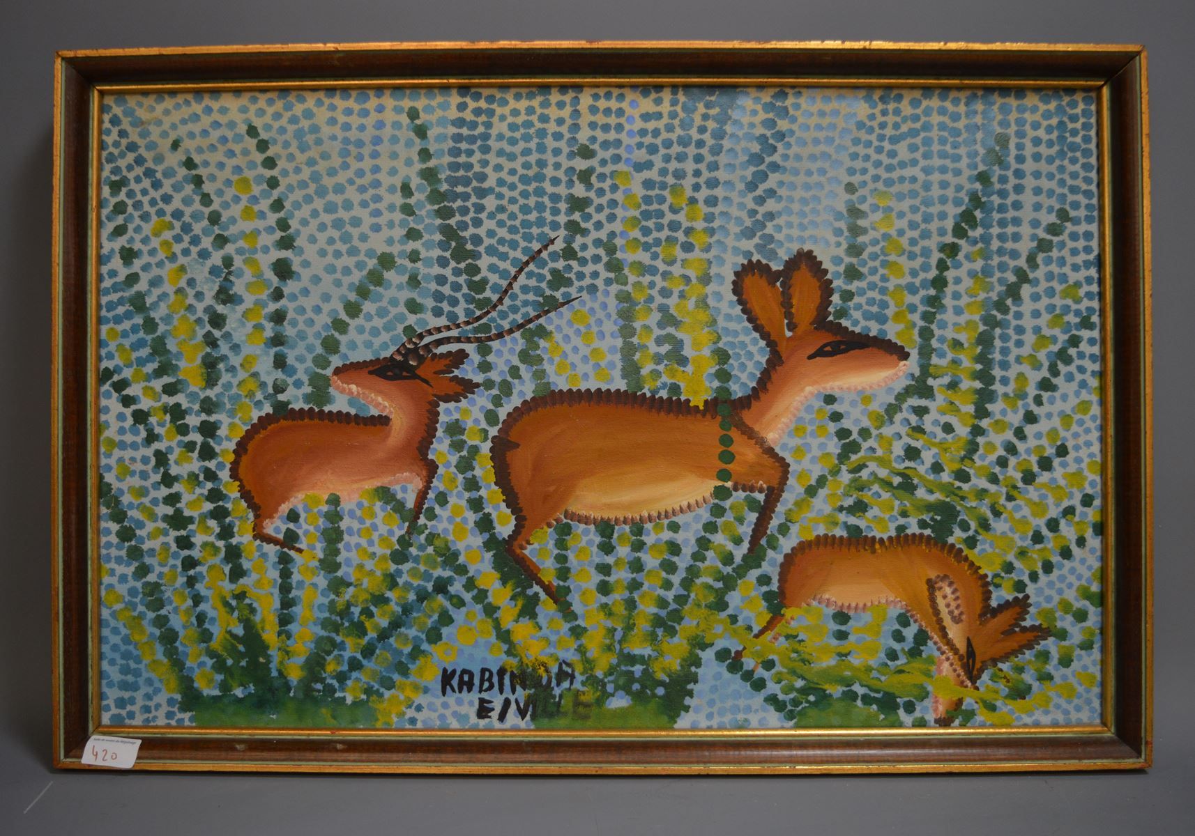 Null HST. The gazelles' signed in the middle below Kabinda, 42x65cm