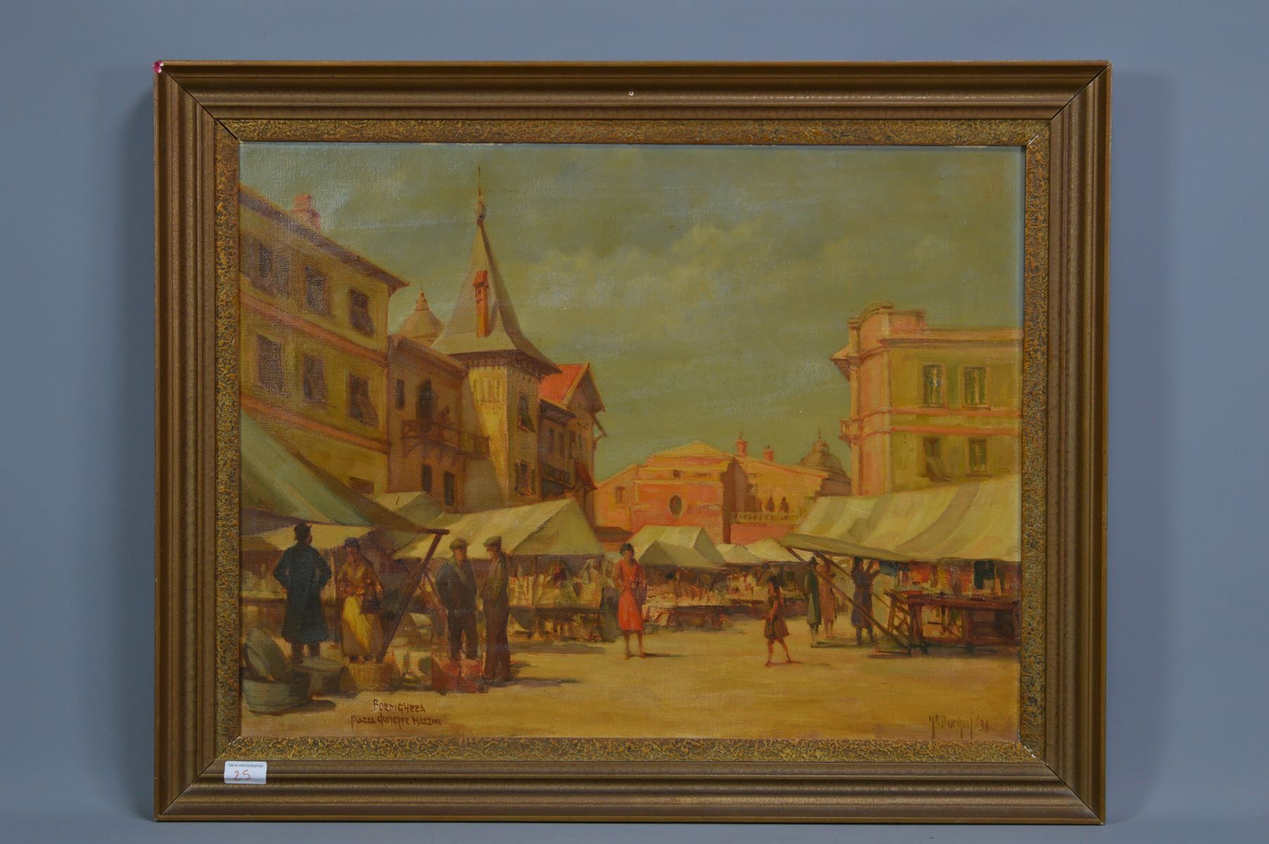 Null HST. The market', signed lower left Burgess ?, 50x65cm
