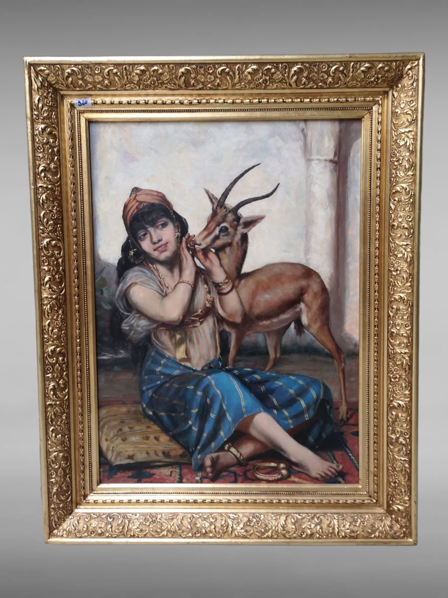 Null Huile sur toile jeune arabe et impala - Signé en bas à gauche
60 x 80 cm