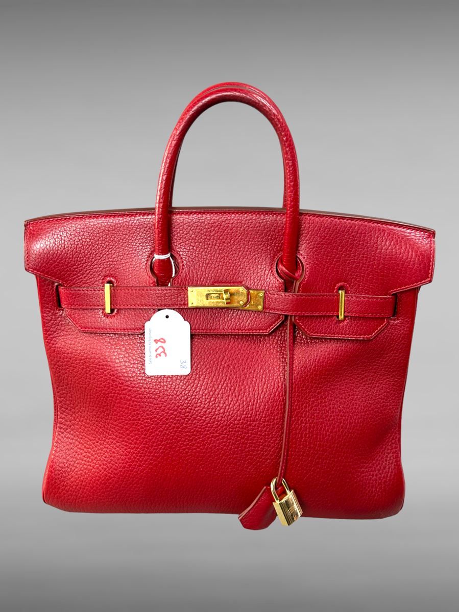 Null Bolso alto Hermès con correa 32 en piel roja